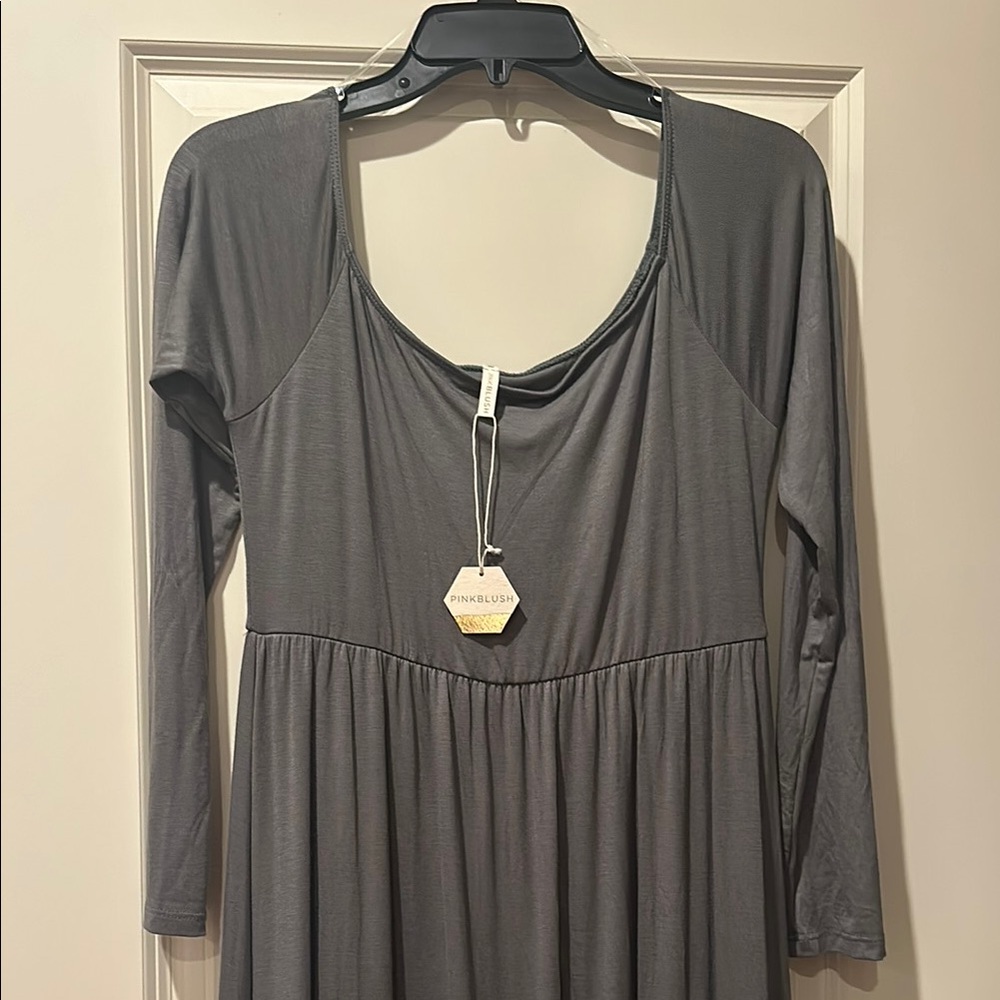 Pinkblush Olive Solid Off Shoulder Maternity Maxi Dress